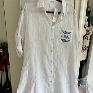 Dreamers White Swim Coverup with Adjustable Sleeves